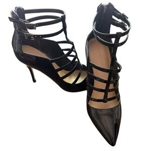 Ivanka Trump Black Patent Leather caged Stiletto Heels